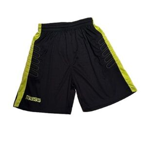 MASS Black and Green Men’s Soccer Shorts, Size AS (Adult Small)